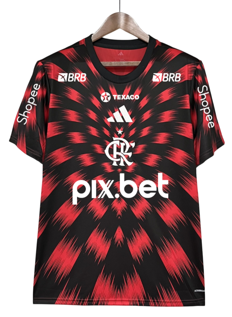 Camisa Flamengo Pré Jogo + Patrocínios 25/26 - Adidas Versão Torcedor